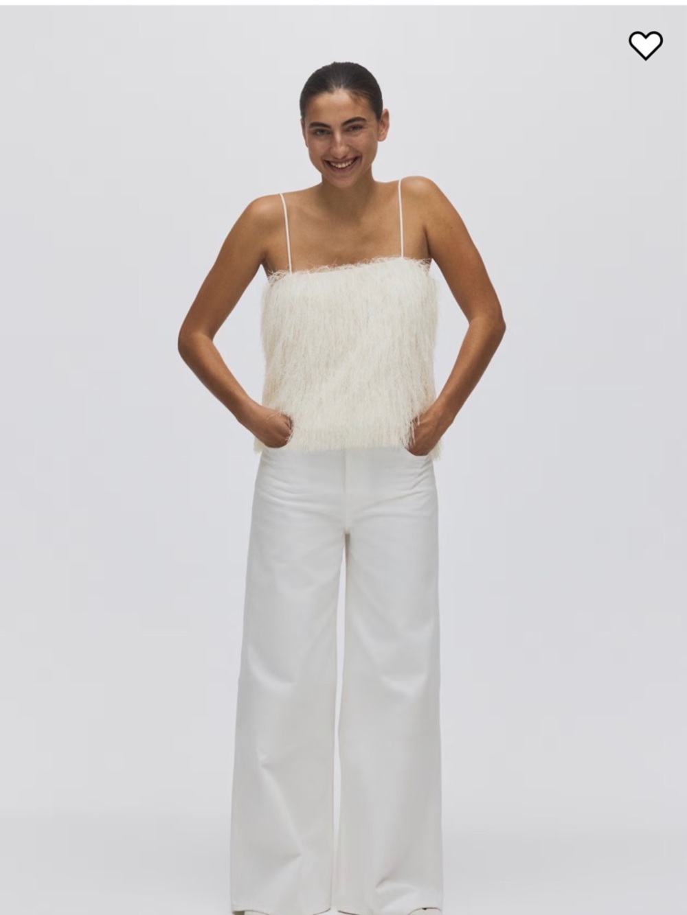 H&M Ivory Feathered Camisole Top